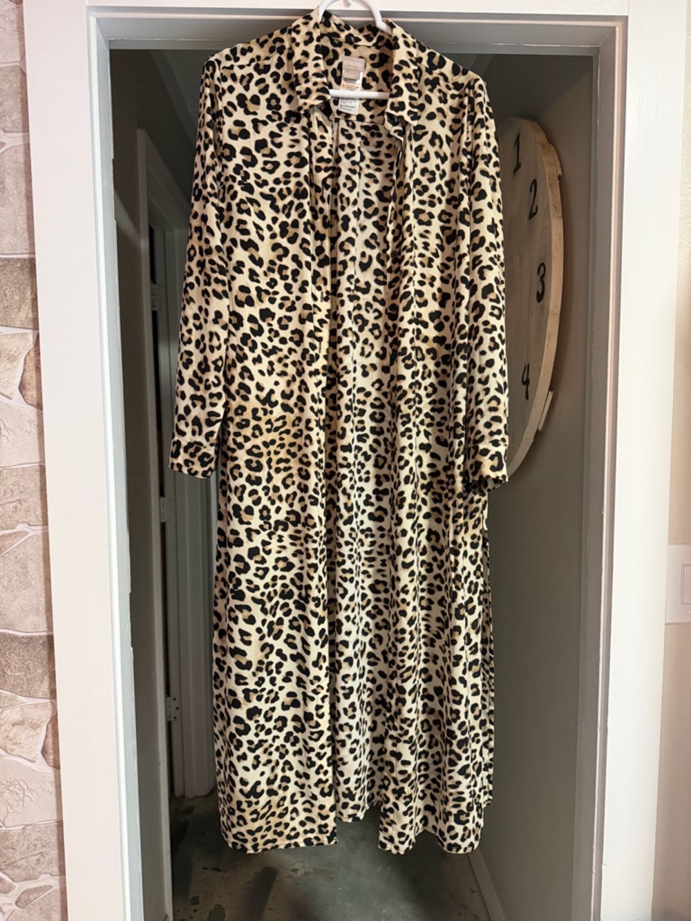 Chico's Leopard Print Open Front Duster - Beige & Black